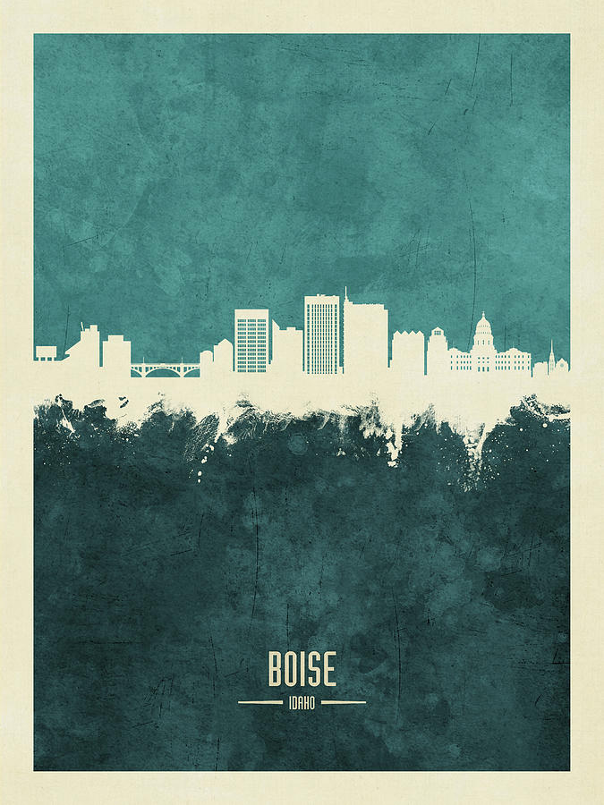 Boise Digital Art - Boise Idaho Skyline #11 by Michael Tompsett