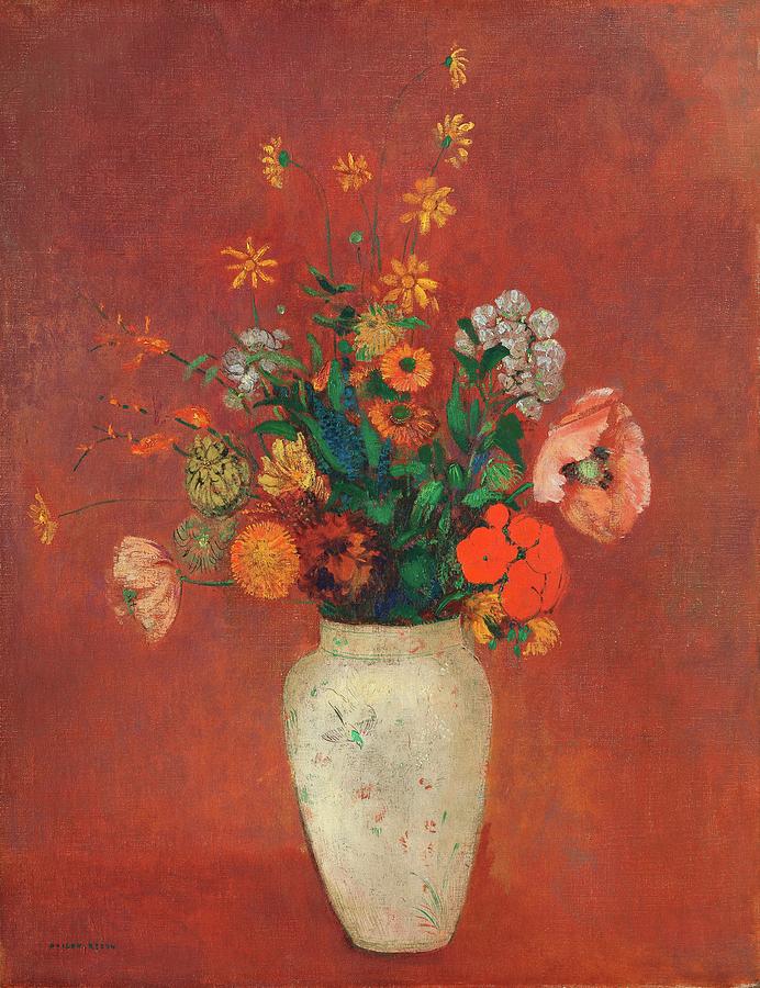 Odilon Redon Painting - Bouquet in a Chinese Vase #12 by Odilon Redon