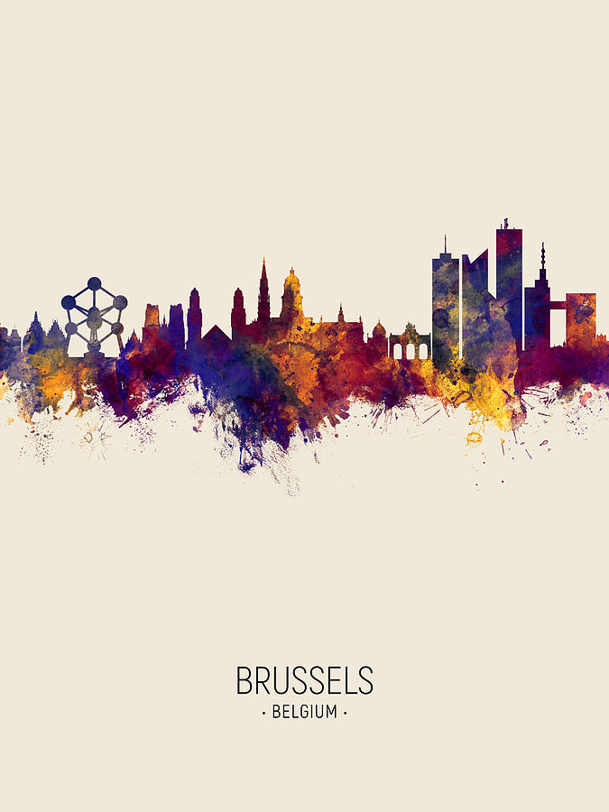 Skyline Digital Art - Brussels Belgium Skyline #11 by Michael Tompsett