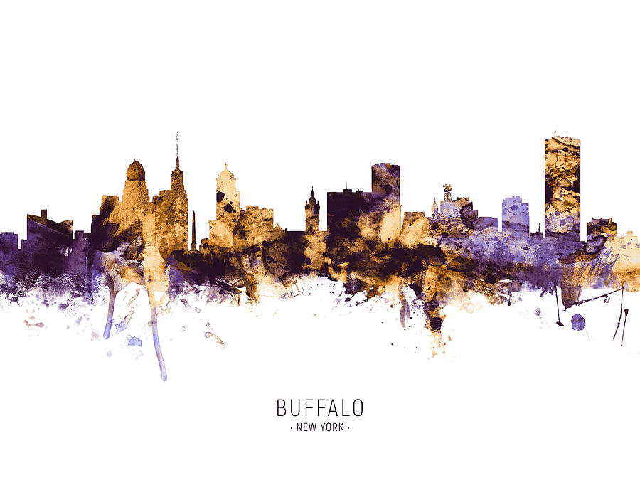 Buffalo New York Skyline #11 Digital Art by Michael Tompsett
