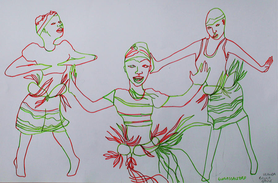 Busoga Traditional Dance Uganda #11 Painting by Gloria Ssali