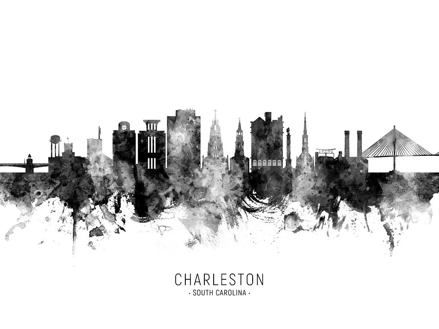 Skyline Digital Art - Charleston South Carolina Skyline #11 by Michael Tompsett