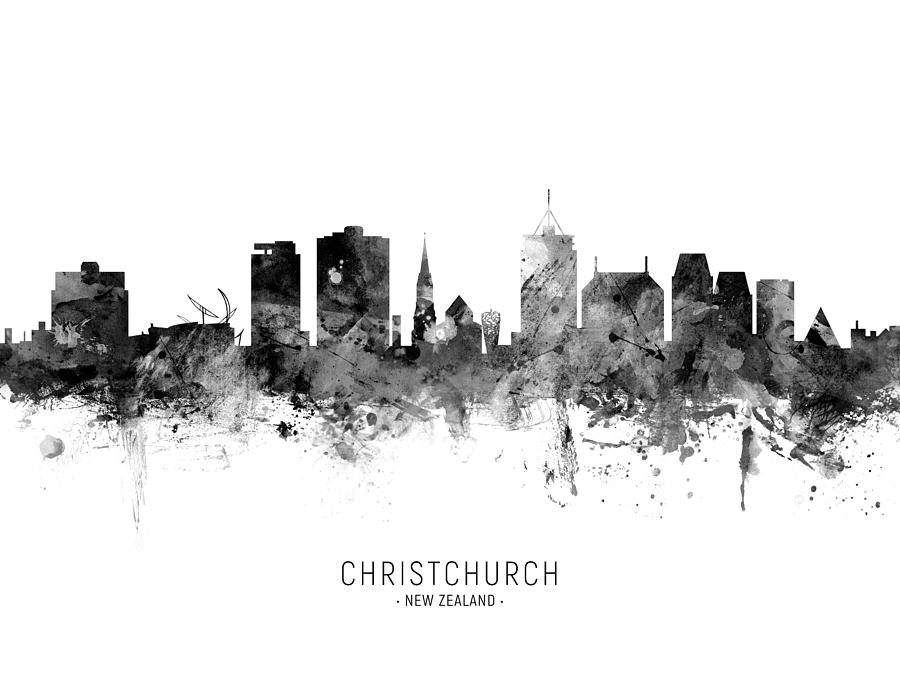 Christchurch New Zealand Skyline #11 Digital Art by Michael Tompsett