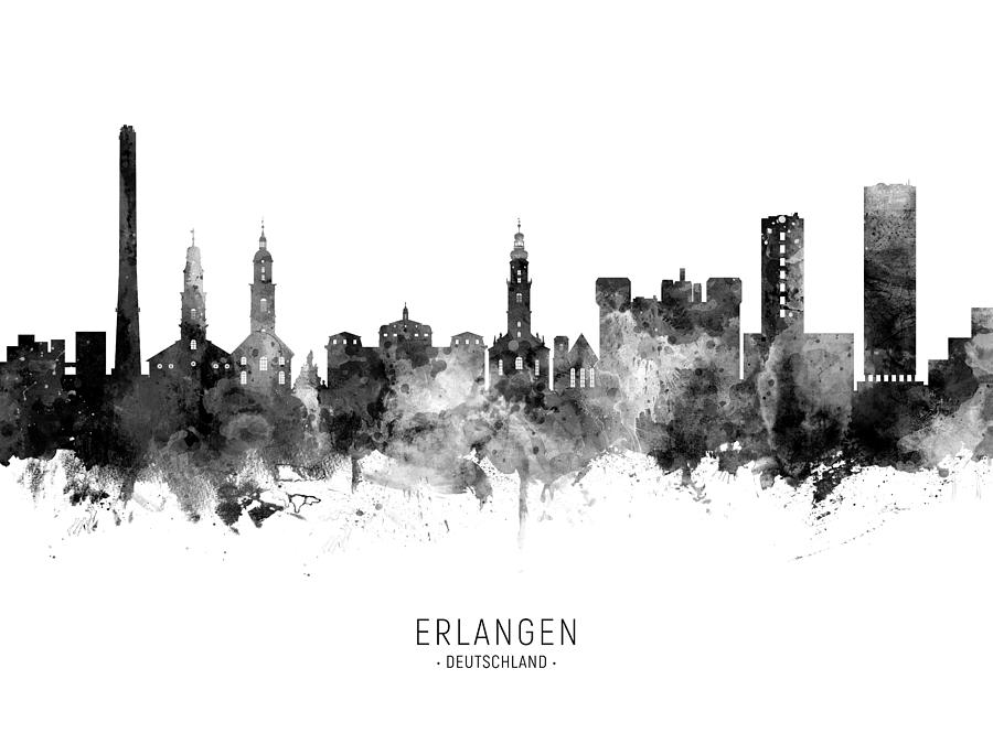 Erlangen Germany Skyline #11 Digital Art by Michael Tompsett