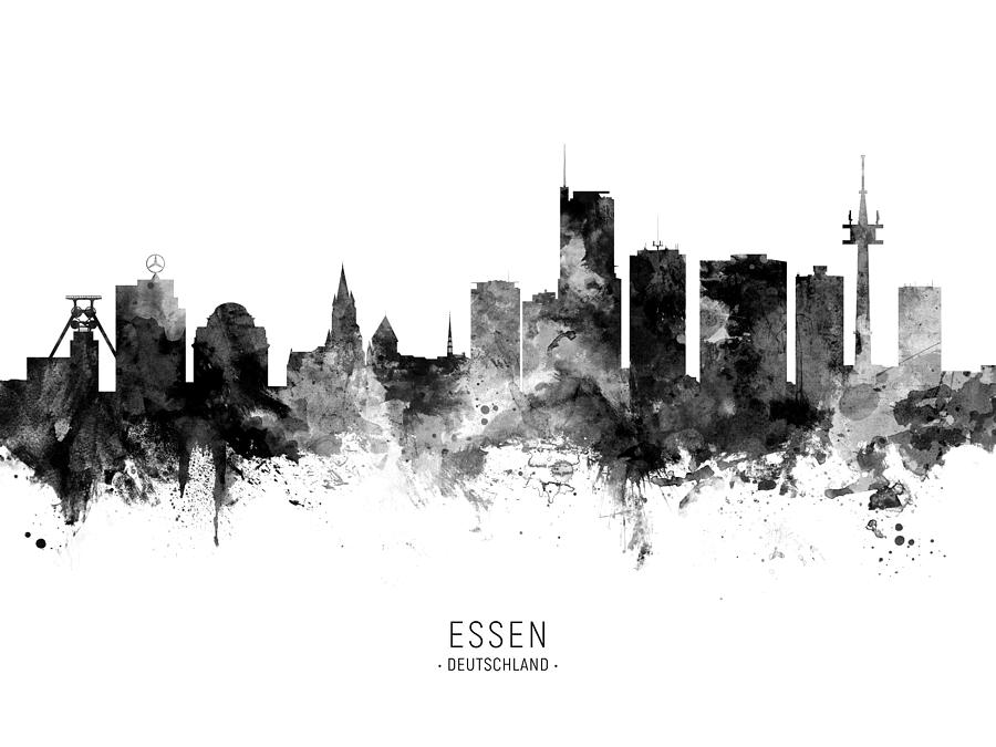 Essen Germany Skyline #11 Digital Art by Michael Tompsett