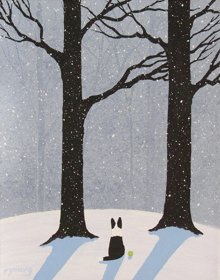 Sheep Painting - Falling Snow #11 by Todd Young