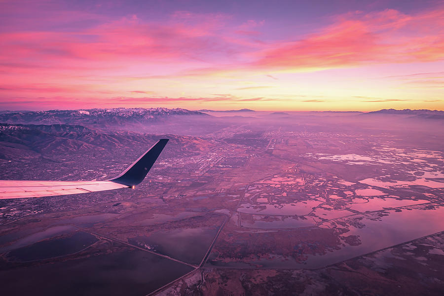 Flying Over Rockies In Airplane From Salt Lake City At Sunset #11 Photograph by Alex Grichenko