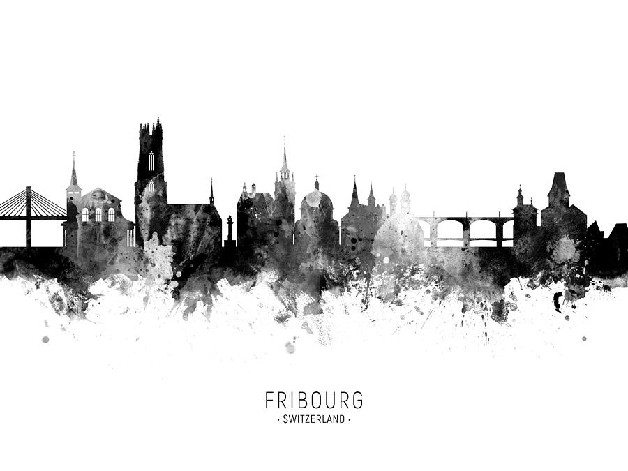 Fribourg Switzerland Skyline #11 Digital Art by Michael Tompsett