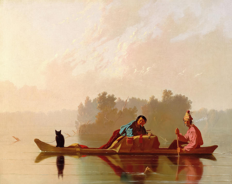 George Caleb Bingham Painting - Fur Traders Descending the Missouri by George Caleb Bingham by Mango Art