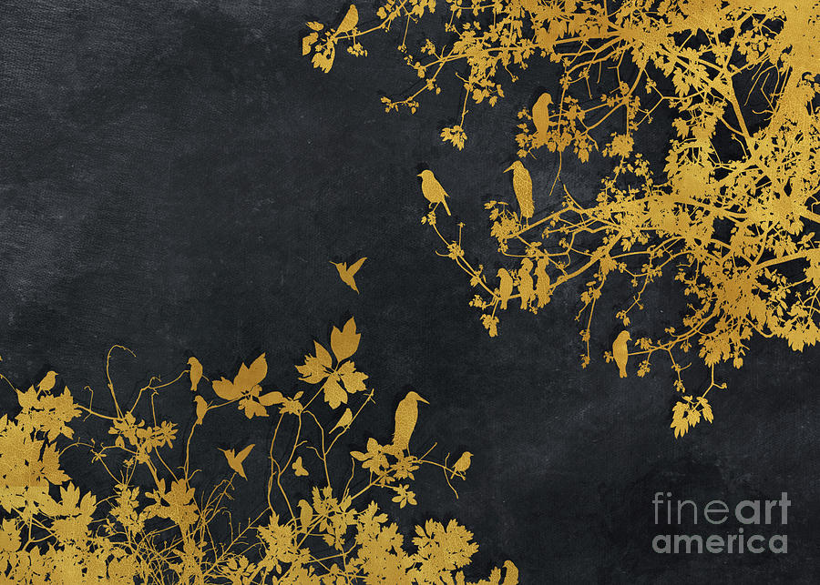 Gold And Black Floral #goldblack #floral #11 Digital Art by Justyna Jaszke JBJart