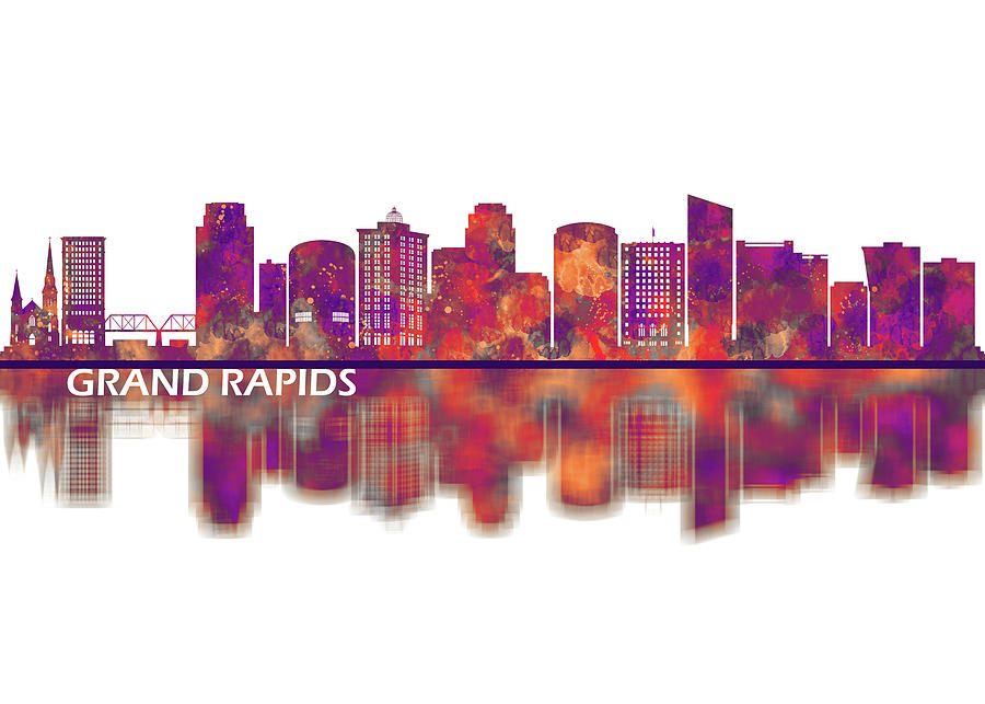 Grand Rapids Michigan Skyline Mixed Media