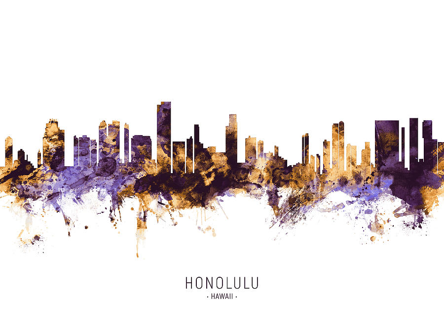 Honolulu Digital Art - Honolulu Hawaii Skyline #11 by Michael Tompsett