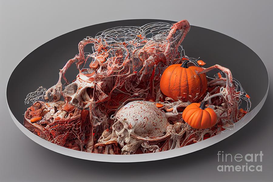 Horror food dish of Halloween dinner #11 Digital Art by Benny Marty