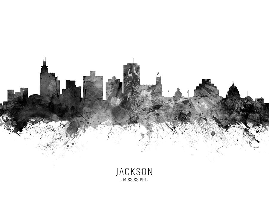 Jackson Mississippi Skyline #11 Digital Art by Michael Tompsett