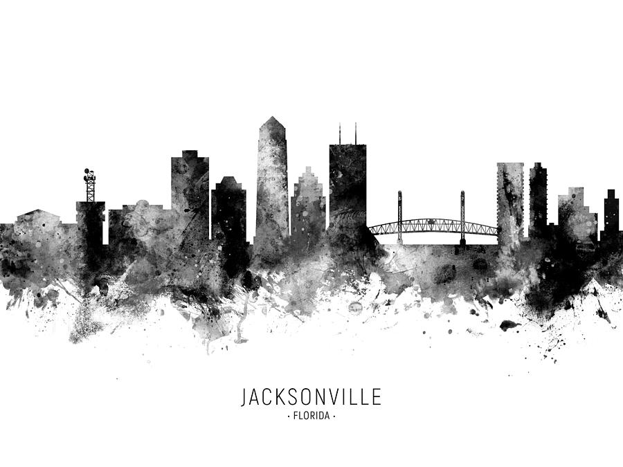Jacksonville Florida Skyline #11 Digital Art by Michael Tompsett