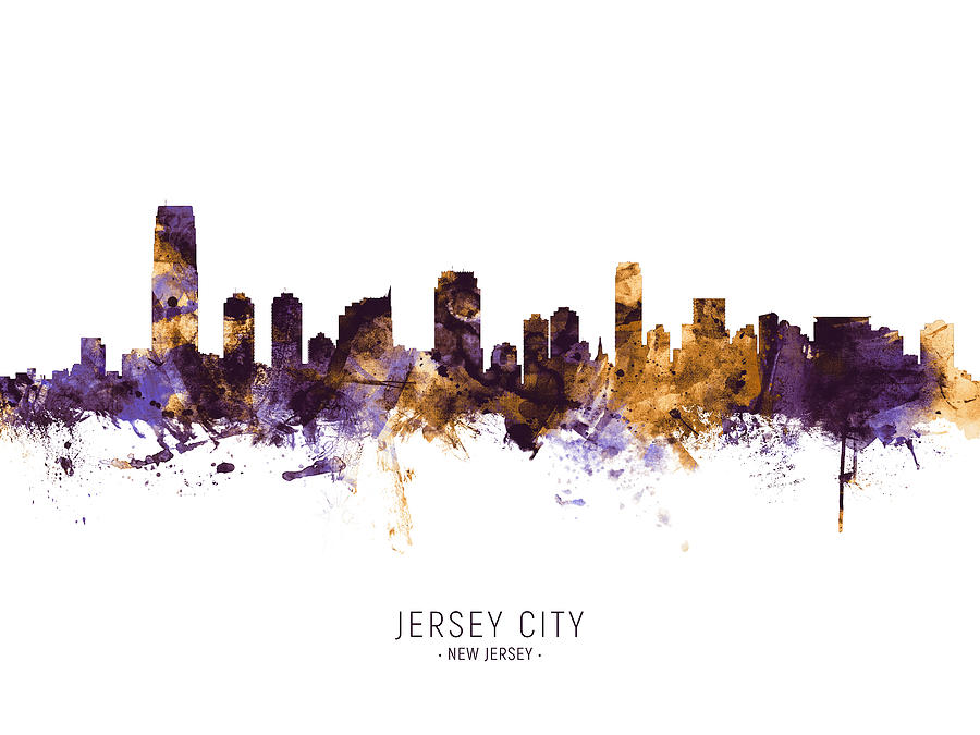 Jersey City Digital Art - Jersey City New Jersey Skyline #11 by Michael Tompsett