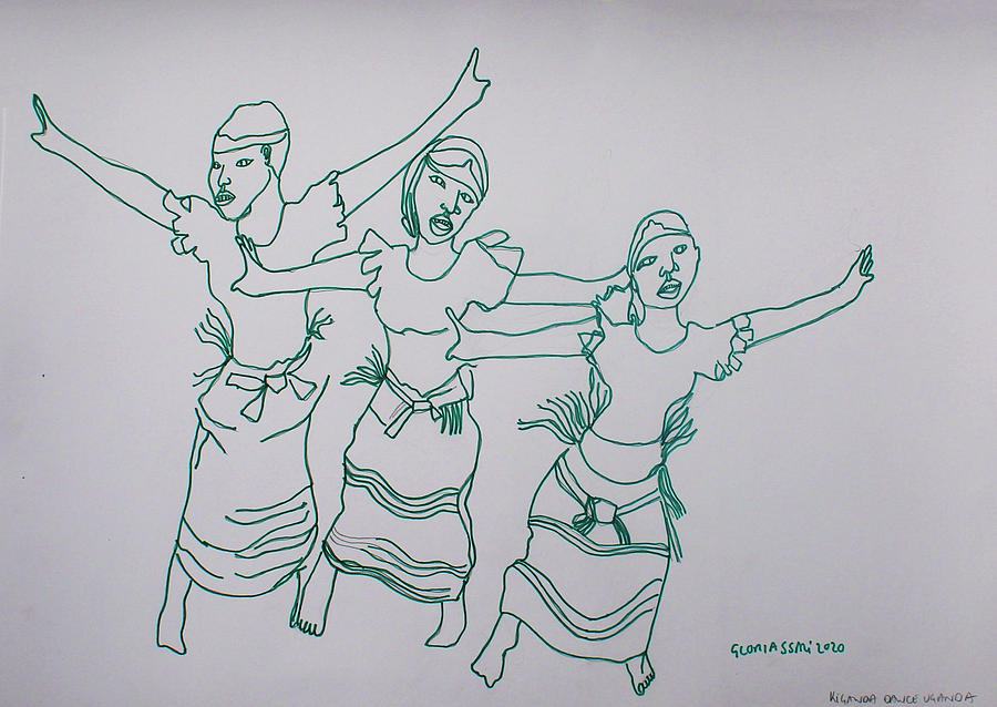 Kiganda Traditional Dance Uganda #11 Painting by Gloria Ssali