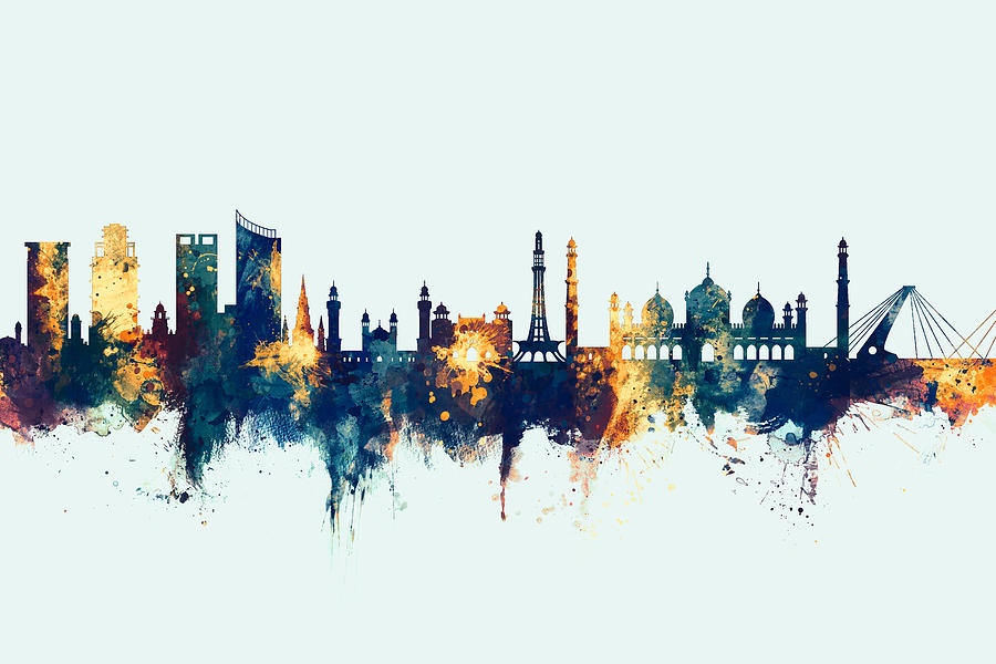 Skyline Digital Art - Lahore Pakistan Skyline #11 by Michael Tompsett