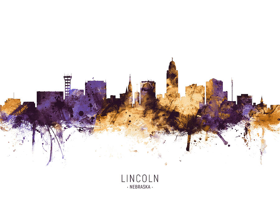 Lincoln Skyline Digital Art - Lincoln Nebraska Skyline #11 by Michael Tompsett
