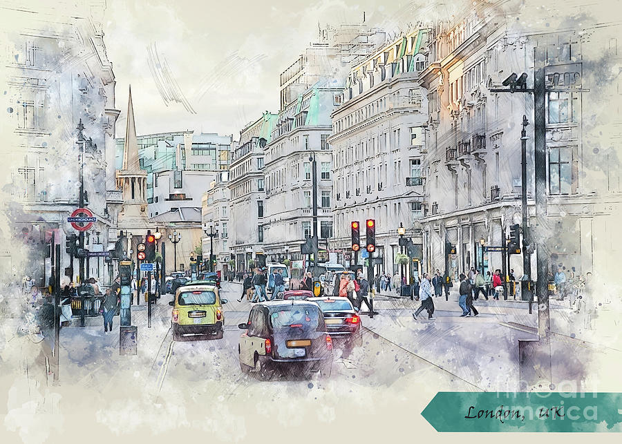 London sketch #11 Digital Art by Ariadna De Raadt