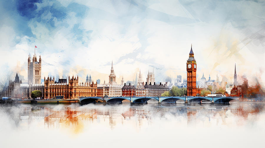 London Skyline Watercolour #12 Mixed Media