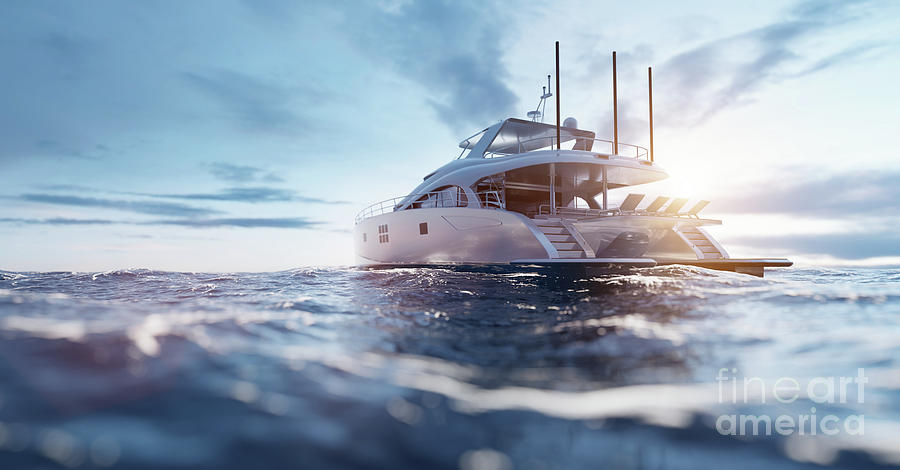 Luxury motor yacht on the ocean #11 Photograph by Michal Bednarek