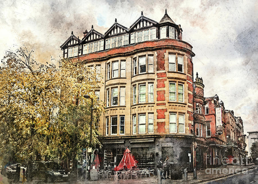 Manchester city watercolor #11 Digital Art by Justyna Jaszke JBJart