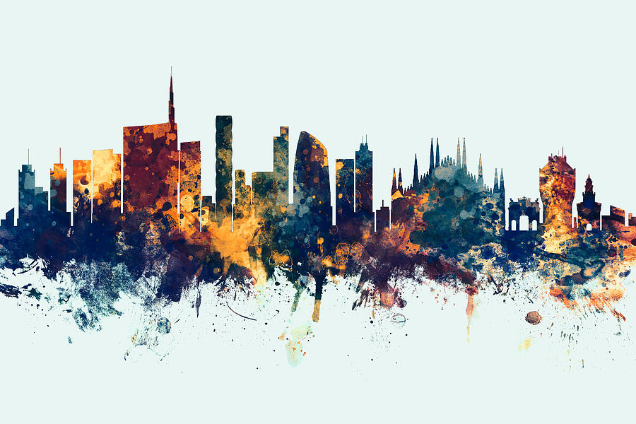 Milan Italy Skyline #11 Digital Art by Michael Tompsett