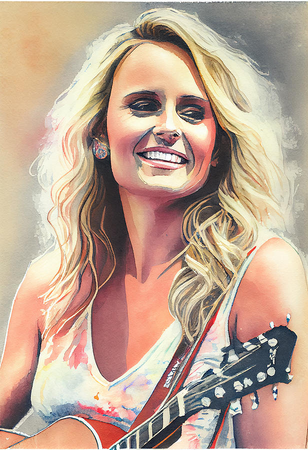 Miranda Lambert Watercolour Mixed Media by Tim Hill - Fine Art America