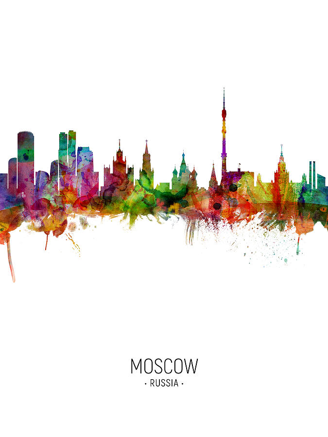 Moscow Digital Art - Moscow Russia Skyline #11 by Michael Tompsett