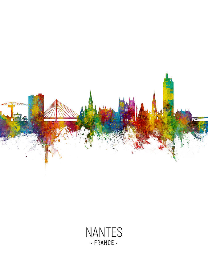 Nantes France Skyline #11 Digital Art by Michael Tompsett