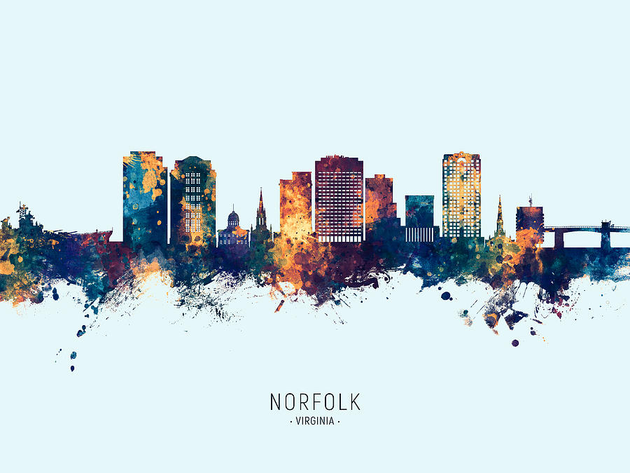 Norfolk Virginia Skyline #34 Digital Art by Michael Tompsett
