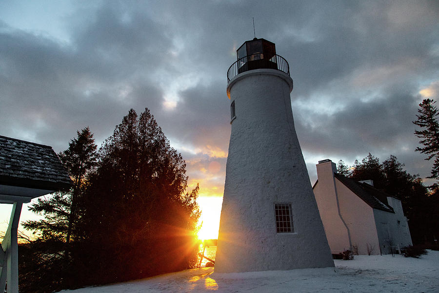Old Presque Isle Lighthouse in Michigan along Lake Huron in the winter #11 Photograph by Eldon McGraw