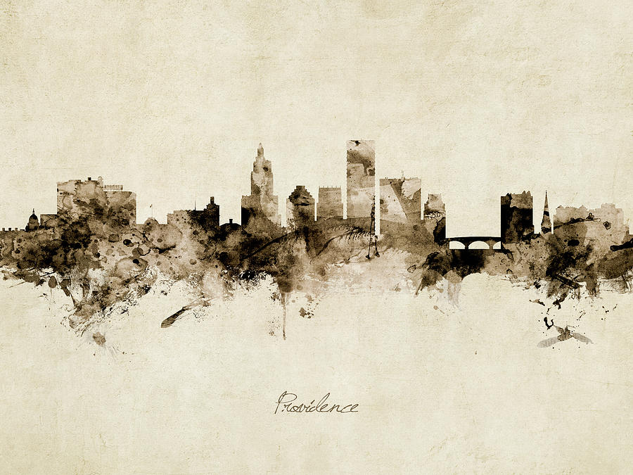 Providence Rhode Island Skyline #11 Digital Art by Michael Tompsett