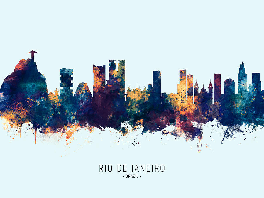 Rio de Janeiro Brazil Skyline #11 Digital Art by Michael Tompsett
