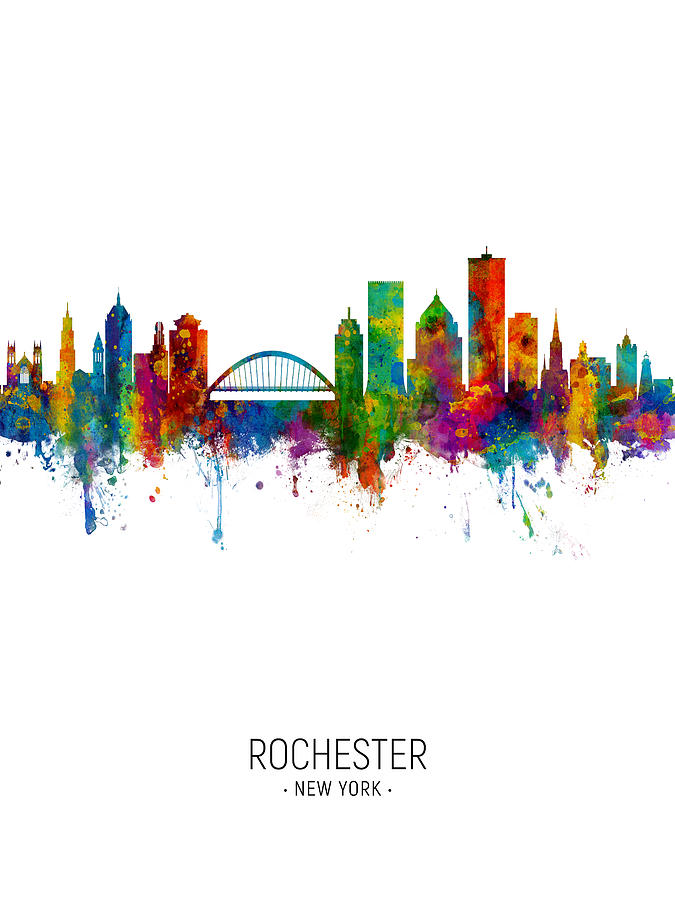 Rochester Skyline Digital Art - Rochester New York Skyline #11 by Michael Tompsett