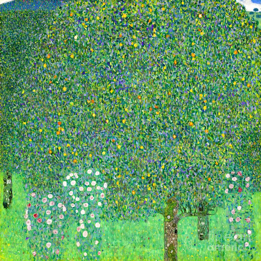 Rosebushes under the Trees #11 Painting by Gustav Klimt
