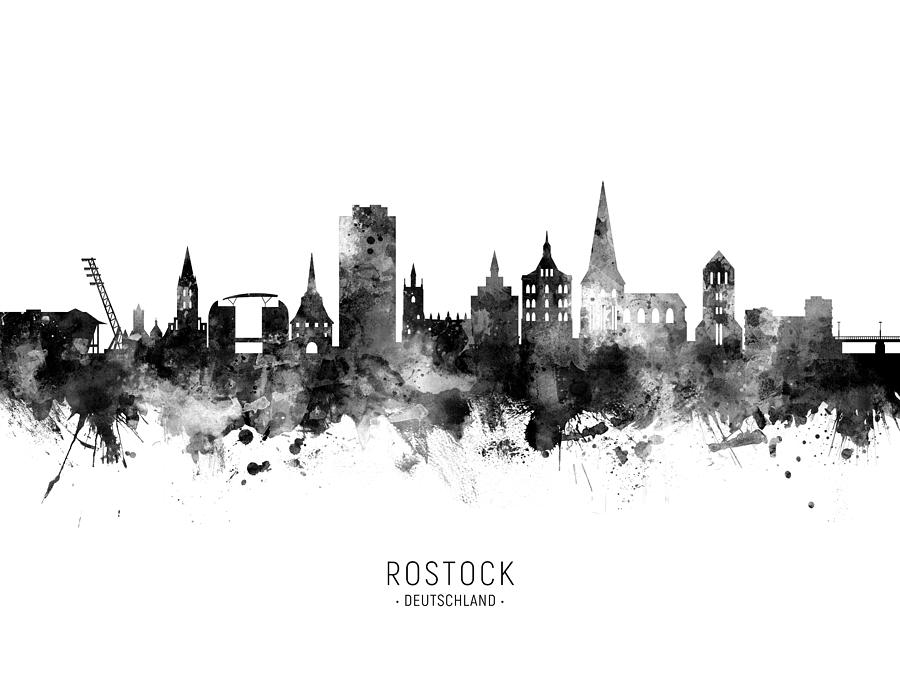 Rostock Germany Skyline #11 Digital Art by Michael Tompsett