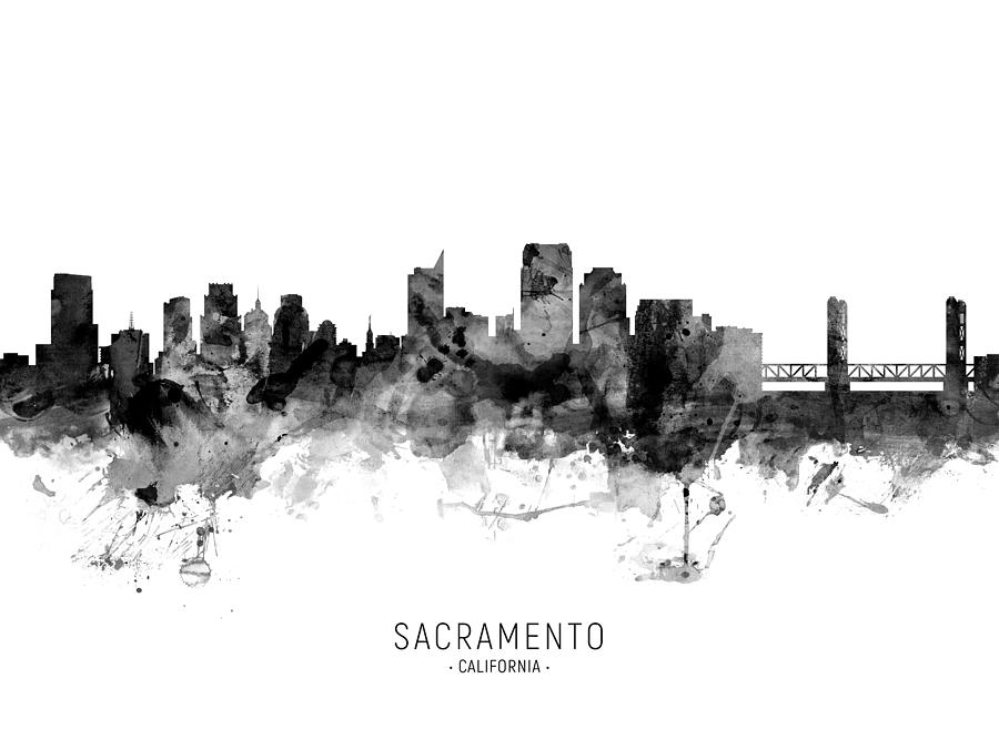 Sacramento Digital Art - Sacramento California Skyline #11 by Michael Tompsett