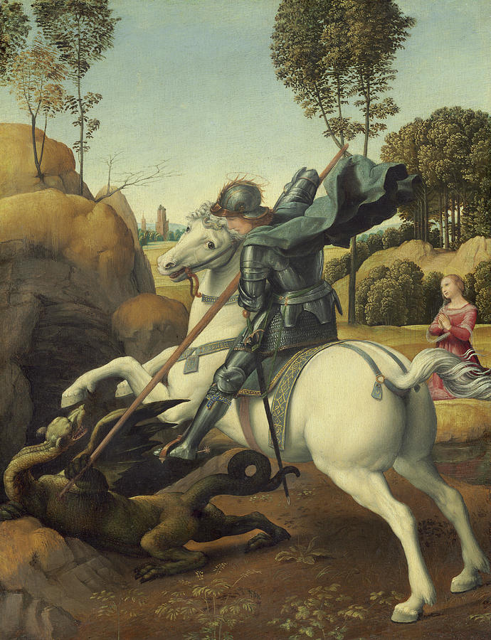 Raphael Painting - Saint George and the Dragon by Raphael