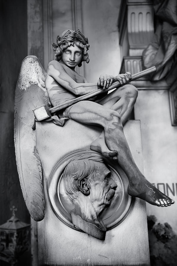 Immortal Stone - Statue Art of Staglieno Genoa black and white photos Sculpture by Paul E Williams