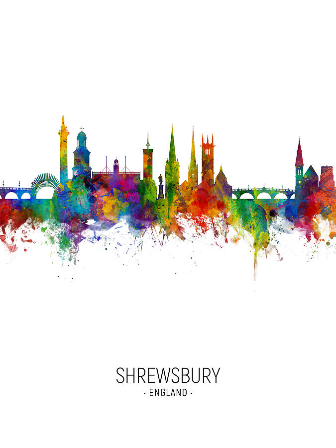Shrewsbury England Skyline #11 Digital Art by Michael Tompsett
