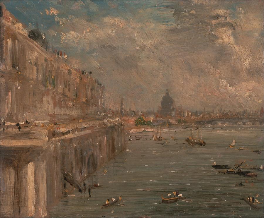 Somerset House Terrace from Waterloo Bridge #5 Painting by John Constable