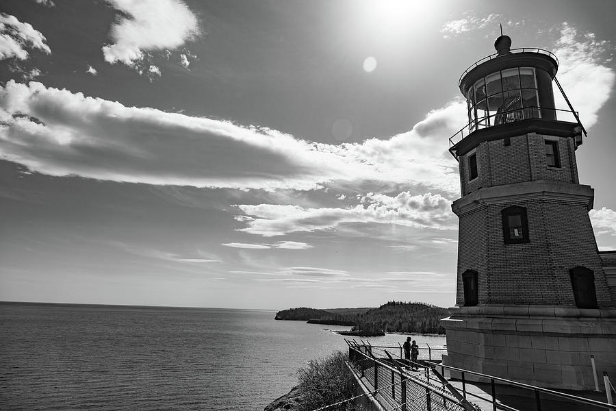 Split Rock Lighthouse in Minnesota located along Lake Superior in black and white #11 Photograph by Eldon McGraw
