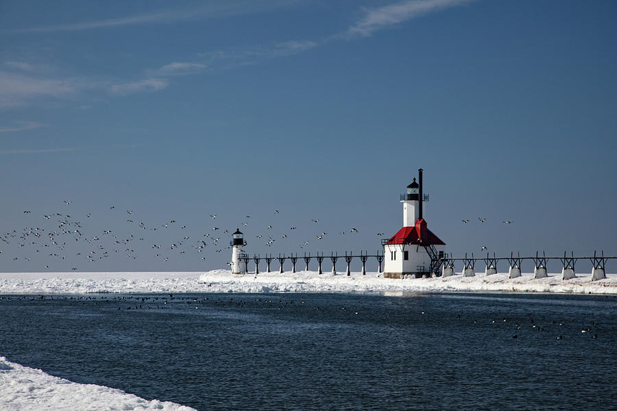 St. Joseph Lighthouse in St. Joseph, Michigan along Lake Michigan in ...