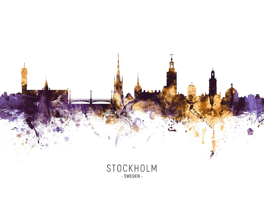 Stockholm Sweden Skyline #11 Digital Art by Michael Tompsett