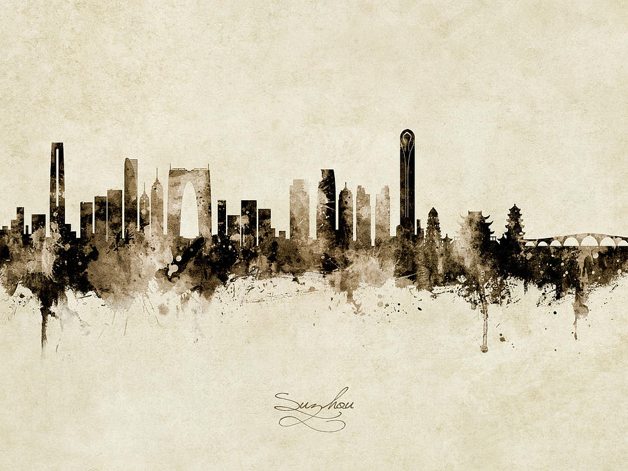 Suzhou China Skyline #11 Digital Art by Michael Tompsett