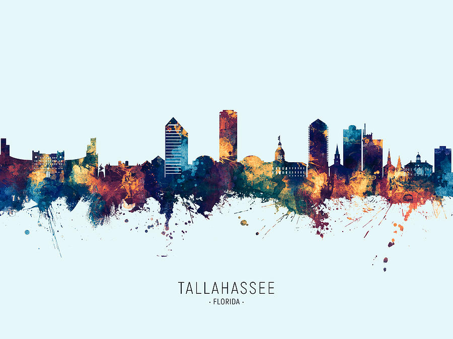 Tallahassee Digital Art - Tallahassee Florida Skyline #11 by Michael Tompsett