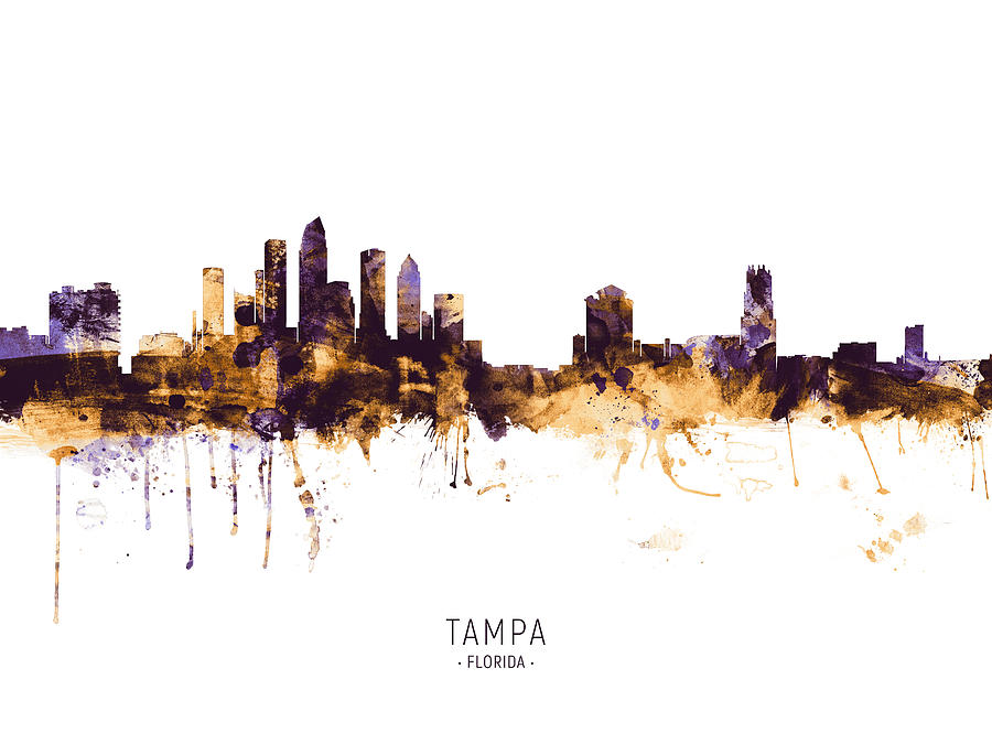 Tampa Digital Art - Tampa Florida Skyline #11 by Michael Tompsett