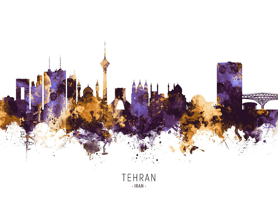 Tehran Iran Skyline #11 Digital Art by Michael Tompsett